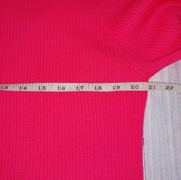Neon Pink Acrylic Ribbed Mock Neck Sweater, XL - Picture 6 of 6